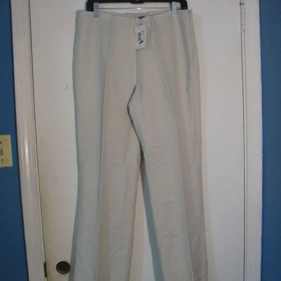 600 West Linen Blend Pant Size 10 NWT $122 Fully Lined Tan Cream Trouser - Picture 1 of 6
